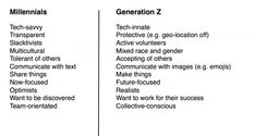 two lines with words describing the differences between men and women who are in different groups