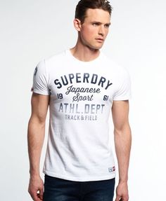 Superdry Trackster Vintage T-shirt White Gym Tshirt, Superdry Logo, Superdry Mens, Track Field, Logo Badge, Track And Field, Shirt White, Vintage Tshirts