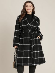 Plus Size Peacoat, Winter Coat Dress, Heavy Winter Coat, Trendy Outerwear, Coat With Belt, Fall Winter Dresses, Coat Pocket, Belted Jacket, Plus Size Clothing For Women