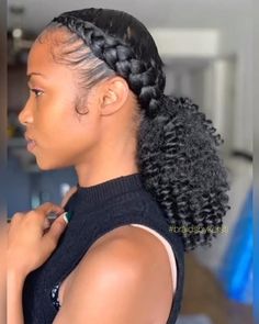 Diy Braided Hairstyles, Braided Ponytail Black Hair, Dutch Braid Ponytail, Cabello Afro Natural, Braid Ponytail, Feed In Braids Hairstyles, Natural Curls Hairstyles, Natural Hair Styles Easy, Natural Hair Updo