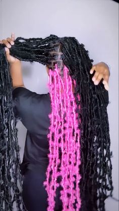 Butterfly Loc Color Ideas, Faux Locs Wigs For Black Women, Long Butterfly Locs With Color Pink, Mixed Color Butterfly Locs, Black And Purple Soft Locs, Peak A Boo Butterfly Locs, Colored Butterfly Locs Black Women, Butterfly Locs Hairstyle Color, Peekaboo Butterfly Locs Pink