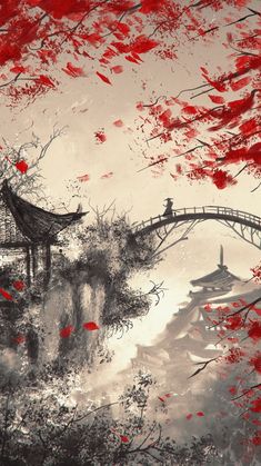 Japanese Wallpaper Iphone, Samurai Wallpaper, Art Chinois, Chinese Landscape Painting, Samurai Artwork, Japanese Art Prints, Japanese Artwork, Samurai Art