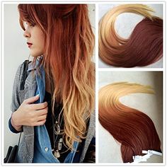 Moresoo 14 inch 100g Multi Color Dark Auburn to Golden Blonde 100% Straight Remy Human Hair Ombre Two-tone Seamless Tape In Hair Extensions Full Head 40 Pieces Moresoo http://www.amazon.com/dp/B00W0XX6II/ref=cm_sw_r_pi_dp_VlLTwb06WV9N8 Extension Balayage, Dark Brown With Caramel, Hair Tape In Extensions, Sunny Hair, Copper Blonde Hair, Copper Blonde, Blonde Hair Extensions, Dark Auburn, Caramel Blonde