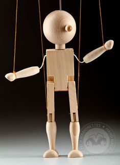 a wooden toy with two strings attached to it