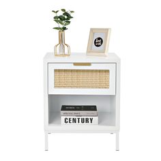 The white nightstand with 1 drawer and open shelf takes up less space, providing plenty of storage space, convenient for DVDs, books, glasses etc to make your room tidy and orderly.. Made of environmentally premium MDF board, safe and durable, the sturdy metal legs make this wood bedside table more stable and not easy to shake, the smooth surface is stain-resistant and easy to clean.. This storage drawer is suitable for any spaces, such as living room, bedroom, hallways or bathrooms, perfect for Farmhouse Nightstand, Table Farmhouse, Wood Bedside Table, White Nightstand, Mdf Board, Storage Drawer, Open Shelf, Drawer Nightstand, Storage Drawers