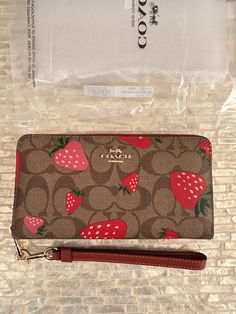 Coach Wallet Strawberry, Coach Strawberry Wallet, Strawberry Wallet, Coach Strawberry, Hang Bag, Strawberry Soda, Birkenstock Boston Shearling, Boston Shearling, Wild Strawberry