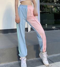 Pants chic pink blue pantsFabric: blendedColor: pink blue, purple yellowSize(cm): S, M, LS length 98 waist 64 hip 90M length 100 waist 68 hip 94L length 102 waist 72 hip 98 Leisure Outfits, Women Joggers, Pink Tracksuit, Female Sports, Color Blocking Outfits, Pastel Fashion, Sports Trousers, Chic Pink, Pink Pants