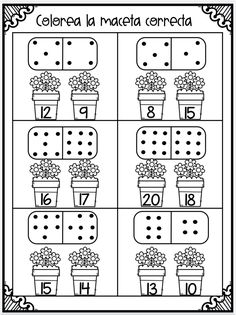 a printable worksheet with numbers and flowers in potted plants on them