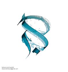 the letter s is made up of blue ink and has an arrow in it's center