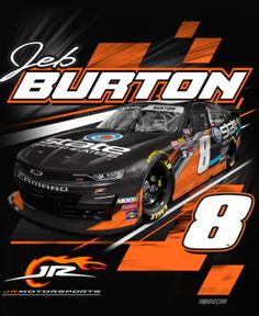 the logo for jeff burton's 8 car is shown in this graphic design