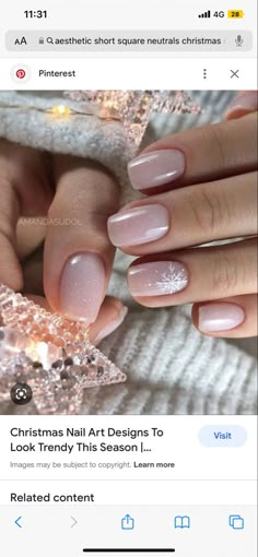 Christmas Shellac Nails, Snowflakes Nails, Christmas Snowflakes Nails, Black French Manicure, Snowflake Nail Design, Natural Gel Nails, Festive Nails, Glitter Accent Nails, Hard Gel Nails