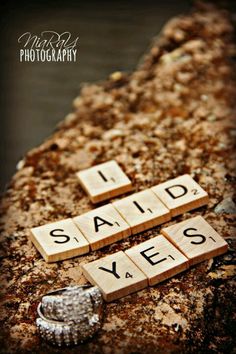 the word i said yes spelled with scrabble blocks