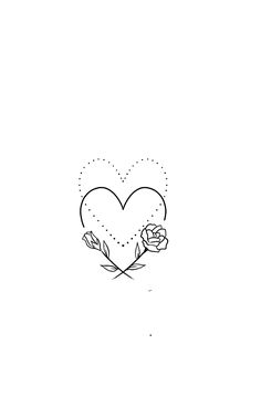 a black and white drawing of a heart with two roses