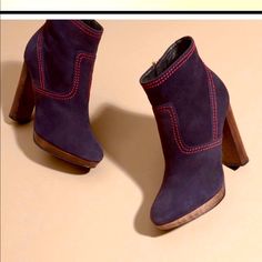 Burberry Blue/Red Suede Boots, Size 8 Red Suede Boots, Burberry Boots, Burberry Shoes, Red Suede, Suede Boots, Limited Time, Bootie Boots, Burberry, Ankle Boots