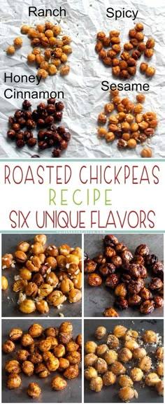 roasted chickpeas recipe for six unique flavors - click to see the recipe below