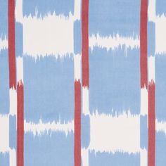 a blue and white fabric with red stripes