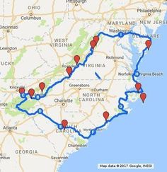 a map showing the route from charlotte to north carolina and where you can take it