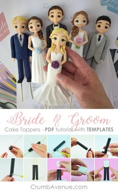 the bride and groom cake toppers are being made