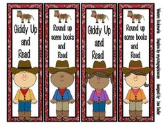 three bookmarks with cowboy theme for reading the story, and read it alouds