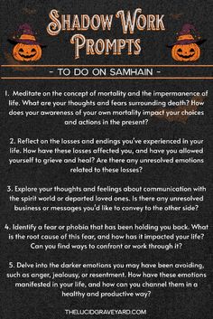 Explore the depths of your psyche with these Samhain inspired shadow work prompts. Dive into self-discovery, healing, and transformation as you connect with the spirit of the season. Shadow Work Prompts, Spiritual Awakening Higher Consciousness, Lunar Witch, Spiritual Awakening Quotes, Spiritual Awakening Signs, Awakening Quotes, Goddess Energy, Journal Writing Prompts