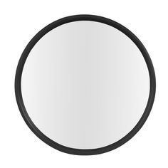 a black round mirror on a white background