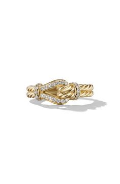 18-karat yellow gold. Pavé diamonds, total diamond weight: 0.20 ct. Ring, 4mm. Imported. >Diamond Guide David Yurman Rings, David Yurman Ring, Classy Jewelry, Funky Jewelry, Jewelry Lookbook, Thoroughbred, Girly Jewelry, Jewelry Inspo, Dream Jewelry