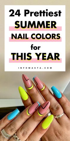 Summer Nail Colors, Summer Nail Designs, Bright Summer Nails, White Acrylic Nails, Cute Summer Nails, Summer Acrylic Nails, Best Beauty Tips, Rainbow Nails, Summer Nails Colors