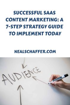 someone writing on a whiteboard with the words successful saas content marketing a 7 - step strategy guide to implement today