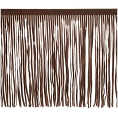 a brown and white curtain with fringes on the bottom, in front of a white background