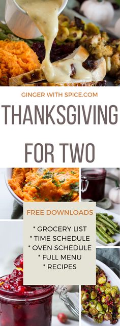 thanksgiving dinner for two with turkey and cranberry sauce