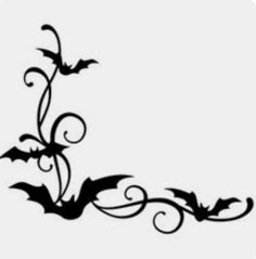 a black and white image of a vine with leaves on it's side, in the shape of a bat