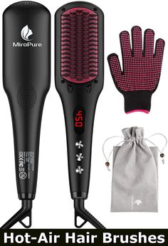 Enhanced Ceramic Hair Straightener Brush by MiroPure, 2-in-1 Ionic Straightening Brush with Anti-Scald Feature, Auto Temperat Hair Straightener Brush, Straightener Brush, Best Hair Straightener, Ceramic Hair Straightener, Frizz Free Hair, Ceramic Hair, Hair Brush Straightener, Dull Hair, Straightening Brush