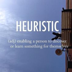 the words heuristic against a blue sky