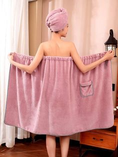 Fuzzy Robe, Women Towel, Bath Wrap, Pink Baths, Bow Decor, Formal Dresses For Women, Clothing Size Chart, Womens Clothing Sizes, Sleepwear Women