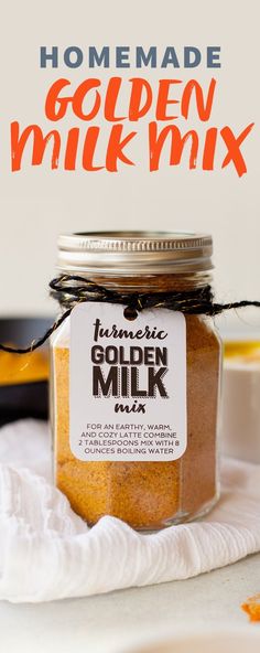 homemade golden milk mix in a glass jar