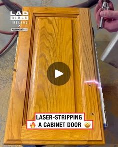 a video demonstrating the use of laser - striping on a cabinet door