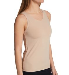 Tank top can be worn by itself or layered under an outfit. Microfiber body is Tank top has scooped neckline. Smooth microfiber knit glides over the skin. Bonded edges at neckline, straps, and hem. Seamed sides allow tank top to fit your shape. Wide shoulder straps are non-adjustable. Great for layering. Fitted. Tag-free. Pullover styling. MeMoi Women's Bonded Tank Top in White | Size Large | HerRoom.com Scooped Neckline, Scoop Neckline, Pullover Styling, Shoulder Straps, The Skin, Dry Clean, Tank Top, Size Large, Size Medium