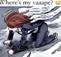 an angel kneeling down in the snow with her head on her hands and text that reads, where's my vaape?