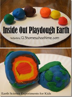 the inside of a playdough earth on a plate