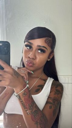 Baddie Tats, 2023 Picture, Tattoo Face, Mirror Pictures, Girls Braids, Hair Laid, September 28, Baddie Hairstyles