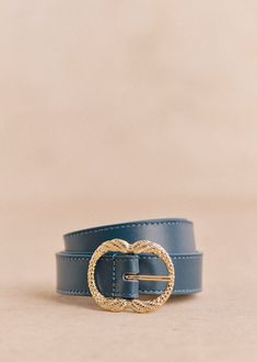 Belt;Item made in our Italian workshop;Belted waist;Smooth leather exterior;Leather lining;Light gold-coloured pin buckle fastening;Width: 2.3 cm / 0.8 in Artemis Belt, Winter Closet, Parisian Style, Smooth Leather, Blue Denim, Great Gifts, Buckle, Leather, Gold