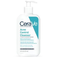 Developed with Dermatologists, CeraVe Acne Control Cleanser is formulated with 2% salicylic acid to clear acne and reduce blackheads and purifying clay to improve the appearance of pores. Formulated with Oil-Absorbing Technology, in a refreshing gel-to-foam texture, cleanses skin and targets pores, helping prevent new acne breakouts while maintaining the protective skin barrier with 3 essential ceramides. | CeraVe Acne Control Salicylic Acid Cleanser, 8 fl. oz | Dermstore Cerave Acne Control Cleanser, Foam Texture, Salicylic Acid Cleanser, Forehead Acne, Acne Products, Bad Acne, Acne Face Wash, Salicylic Acid Acne, Acne Cleansers