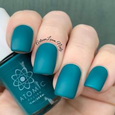 Teal Matte Nails Turquoise, Matte Nails Summer, Nail Polish Matte, Teal Nail Polish, Teal Nails, Turquoise Nails, Indie Nail Polish, Matte Nails