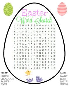 an easter word search is shown in this printable activity for kids to practice their spelling skills