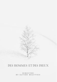 a white tree in the middle of a snow covered field with words describing des homies et des dieux