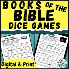 two books of the bible dice games for kids to play with their own numbers and symbols