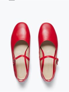 The modern mary jane. Made by hand in our crimson red calf, the AUBREY is a reimagined classic with its round toe and buckled strap closure. We can’t wait to juxtapose this undeniably feminine style with oversized denim and boyish tailoring. Freda Salvador shoes are made from the highest quality leather which will last season after season. Leather is a natural material and will give with wear. 100% Italian leather in red calf. This tannery is rated Leather Working Group Silver. Leather Working G Freda Salvador, Natural Material, Rubber Heels, Jewelry Bags, Leather Goods, High Quality Leather, Leather Working