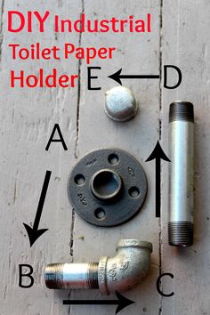 the diagram shows how to make an industrial toilet paper holder with holes and screws