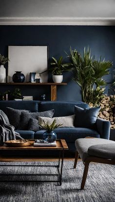 Navy and Grey Living Room Grey And Navy Living Room, Blue And Grey Combination, Navy And Grey Living Room, Navy Blue And Grey Living Room, Navy Living Room, Navy Blue Rooms, Navy Living, Soft Autumn Color Palette, Navy Living Rooms