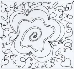 a drawing of a flower with swirls and leaves in the center on a white background